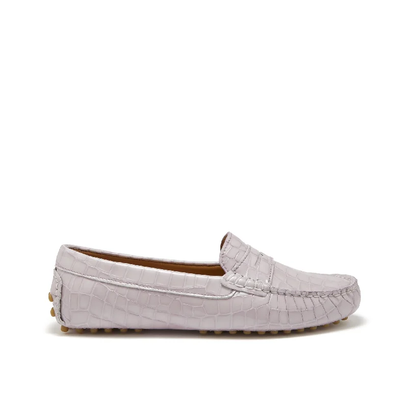 Women's Premium Leather Tassel Loafers in Dark Brown for a Classic Office LookWomen's Penny Driving Loafers, lilac croc print patent leather Women's Premium Leather Tassel Loafers in Dark Brown for a Classic Office LookWomen's Penny Driving Loafers, lilac croc print patent leather