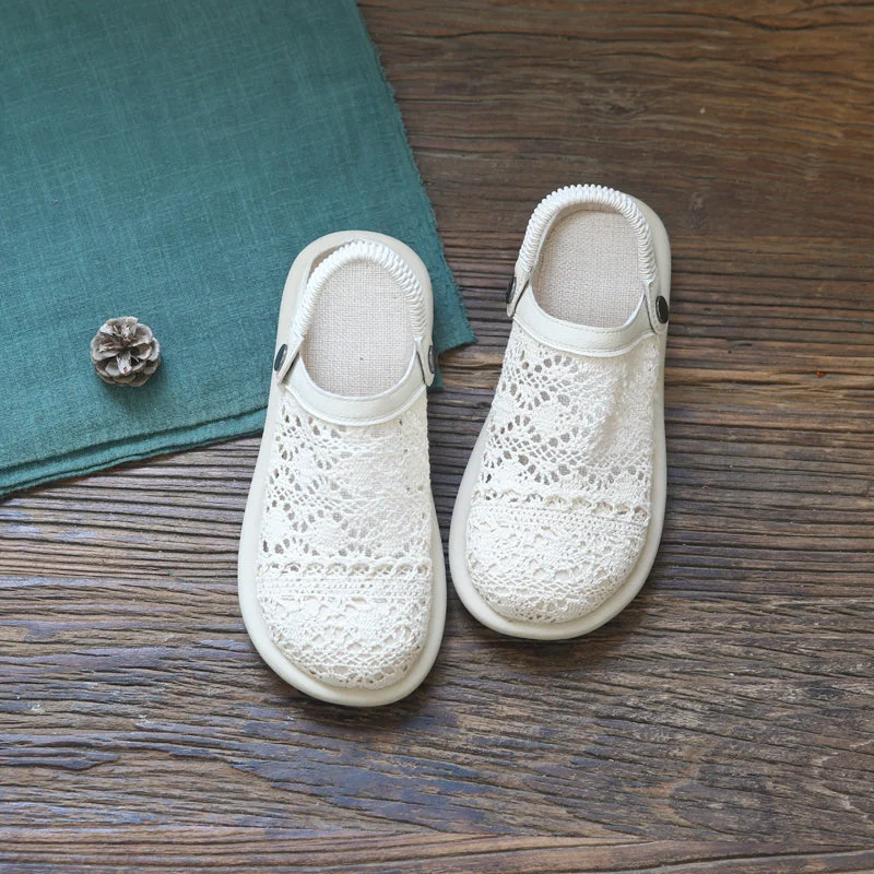 Men's canvas shoes with a perforated design for ventilationWomen Retro Hollow Canvas Flat Casual Sandals Men's canvas shoes with a perforated design for ventilationWomen Retro Hollow Canvas Flat Casual Sandals