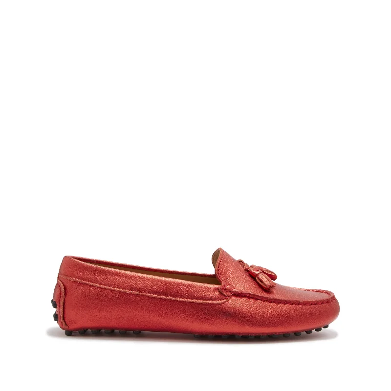 Child - Friendly Women's Loafers in Purple for Moms on the GoWomen's Tasselled Driving Loafers, red metallic leather Child - Friendly Women's Loafers in Purple for Moms on the GoWomen's Tasselled Driving Loafers, red metallic leather