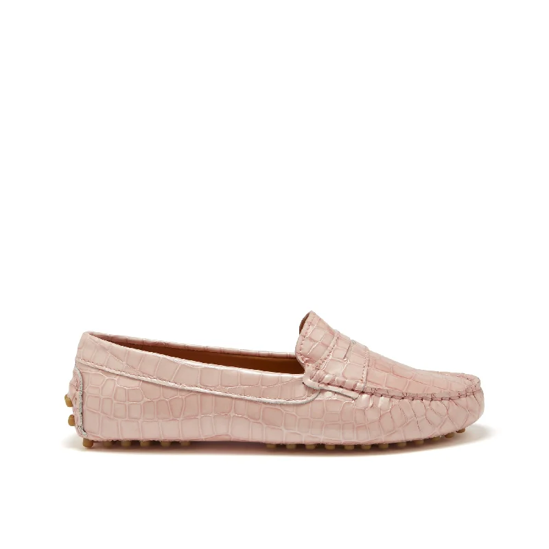 Slip - Resistant Women's Rubber - Sole Loafers in Navy for Wet ConditionsWomen's Penny Driving Loafers, powder pink print patent leather Slip - Resistant Women's Rubber - Sole Loafers in Navy for Wet ConditionsWomen's Penny Driving Loafers, powder pink print patent leather