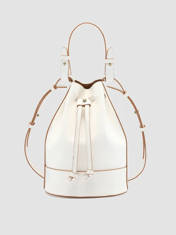 Waterproof Women's Loafers in Black for Rainy DaysSADDLE 08 - White Leather Bucket Bag Waterproof Women's Loafers in Black for Rainy DaysSADDLE 08 - White Leather Bucket Bag
