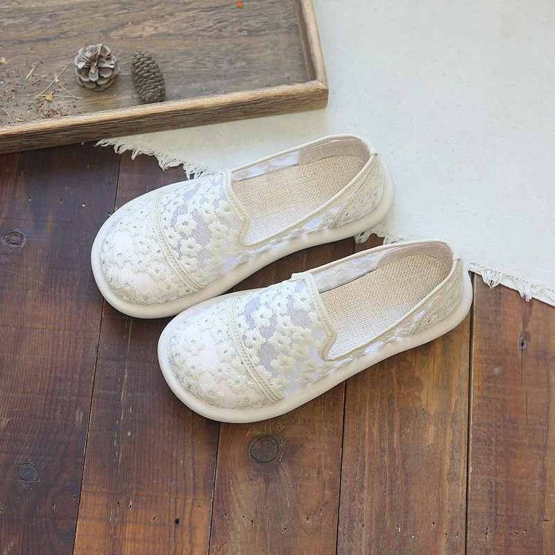 Kids' canvas shoes with adjustable strapsWomen Retro Breathable Embroidery Canvas Flats Kids' canvas shoes with adjustable strapsWomen Retro Breathable Embroidery Canvas Flats
