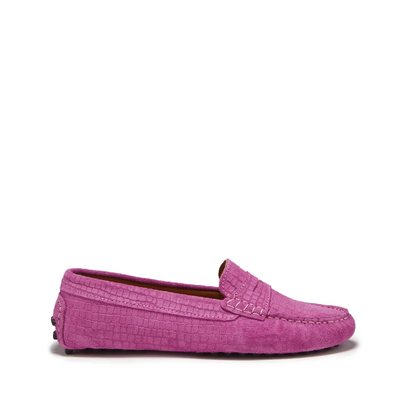 Adjustable Strap Women's Loafers in Tan for a Custom FitWomen's Penny Driving Loafers, pink embossed suede Adjustable Strap Women's Loafers in Tan for a Custom FitWomen's Penny Driving Loafers, pink embossed suede