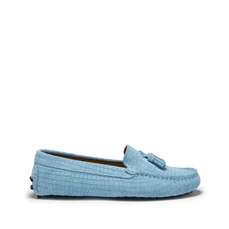 Women's Glitter - Embellished Loafers in Silver for a Sparkly Party LookWomen's Tasselled Driving Loafers, blue embossed suede Women's Glitter - Embellished Loafers in Silver for a Sparkly Party LookWomen's Tasselled Driving Loafers, blue embossed suede