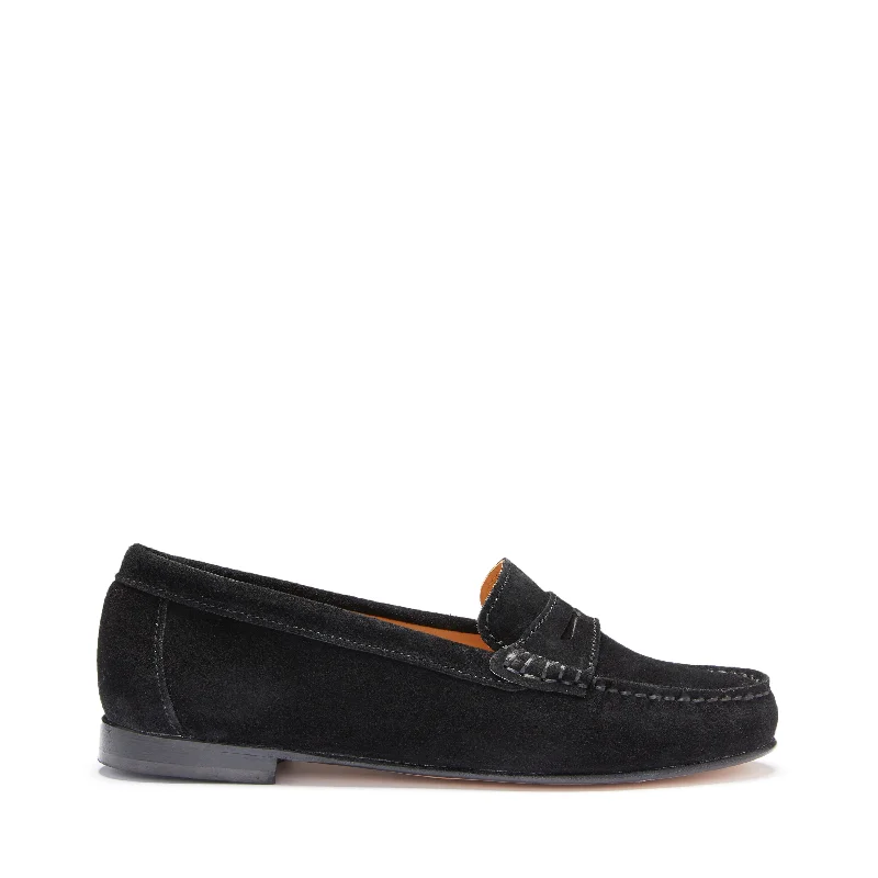 Child - Friendly Women's Loafers in Purple for Moms on the GoWomen's Penny Loafers Leather Sole, black suede Child - Friendly Women's Loafers in Purple for Moms on the GoWomen's Penny Loafers Leather Sole, black suede