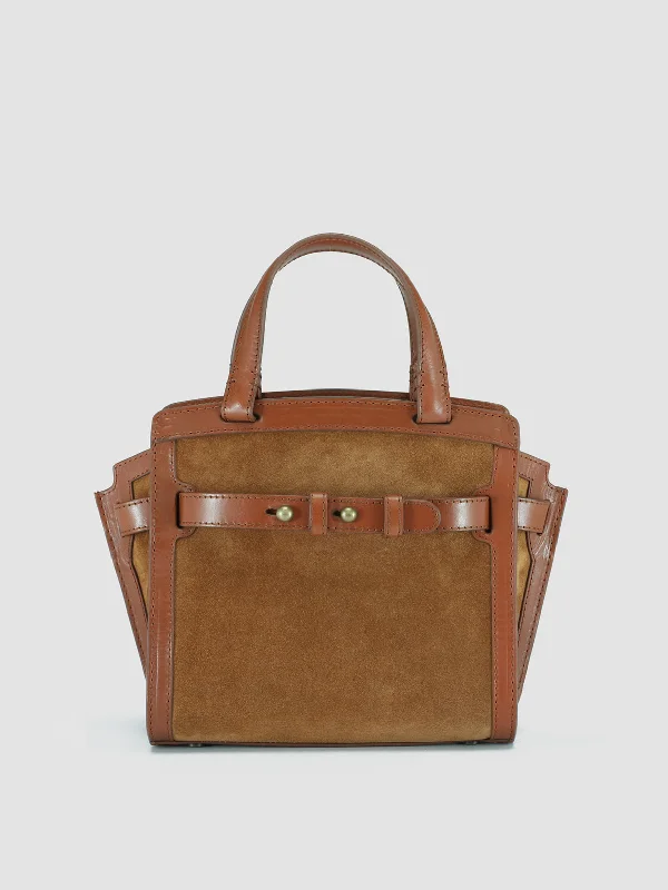 Women's Tassel - Trimmed Loafers with a Low Heel in Olive Green for a Trendy TwistSADDLE 009 - Brown Suede Handle Bag