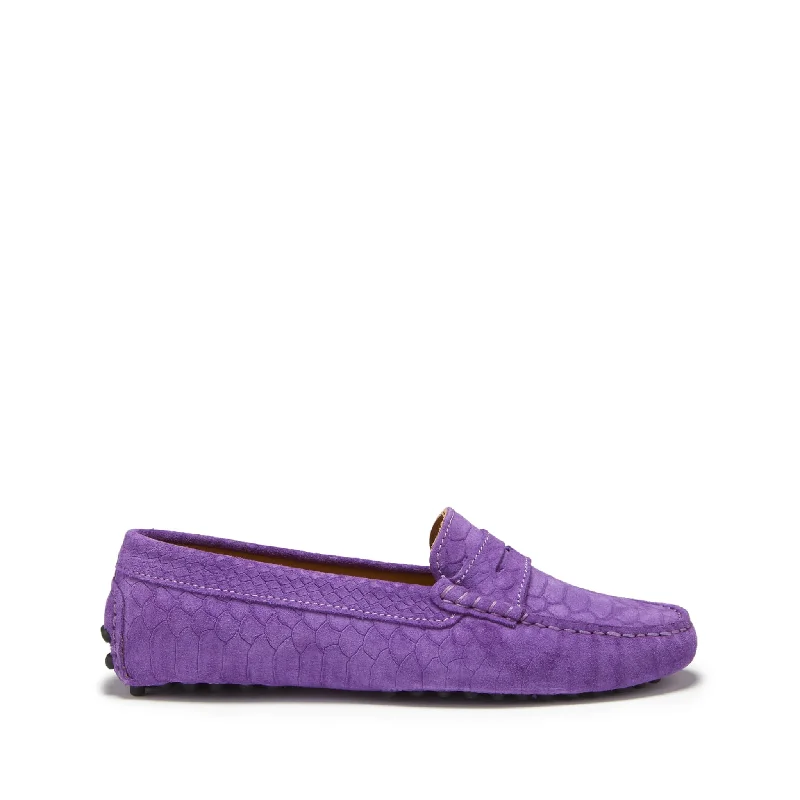 Women's Bow - Embellished Loafers in Red for a Feminine TouchWomen's Penny Driving Loafers, purple embossed suede Women's Bow - Embellished Loafers in Red for a Feminine TouchWomen's Penny Driving Loafers, purple embossed suede