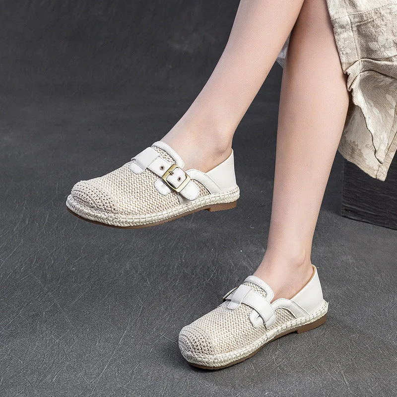 Men's canvas shoes with a memory - foam insoleWomen Minimalism Breathable Plaited Canvas Flat Casual Shoes