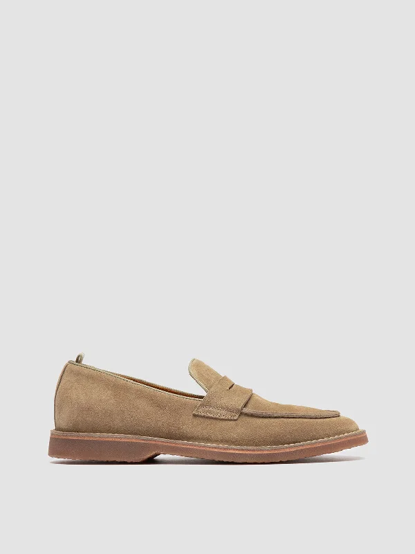 Slip - Resistant Women's Rubber - Sole Loafers in Navy for Wet ConditionsKENT 008 - Taupe Suede Loafers
