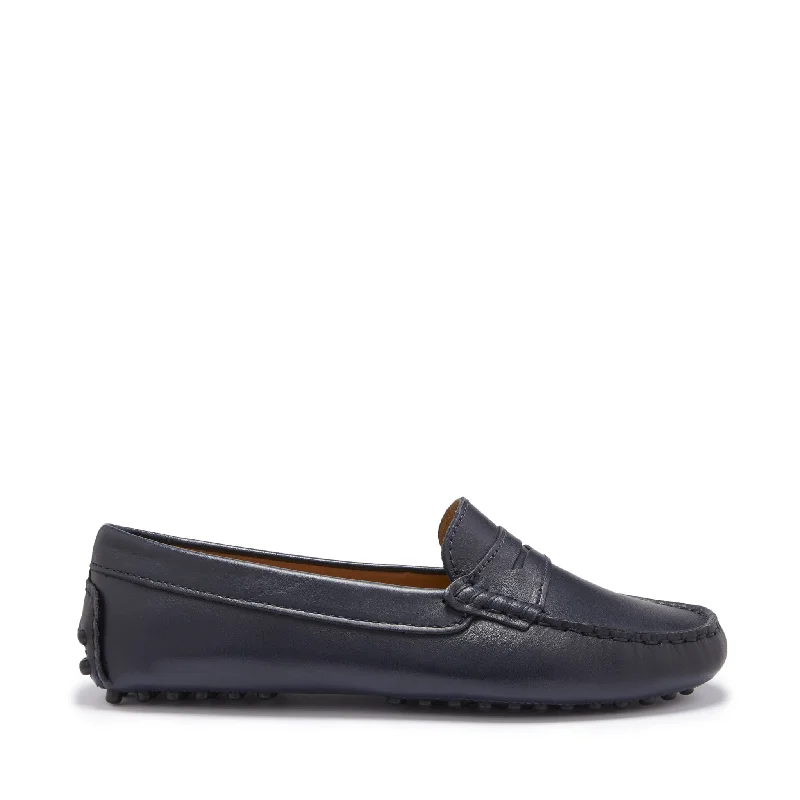 Sustainable Women's Recycled Material Loafers in Gray for Eco - Conscious ShoppersWomen's Penny Driving Loafers, navy blue leather Sustainable Women's Recycled Material Loafers in Gray for Eco - Conscious ShoppersWomen's Penny Driving Loafers, navy blue leather