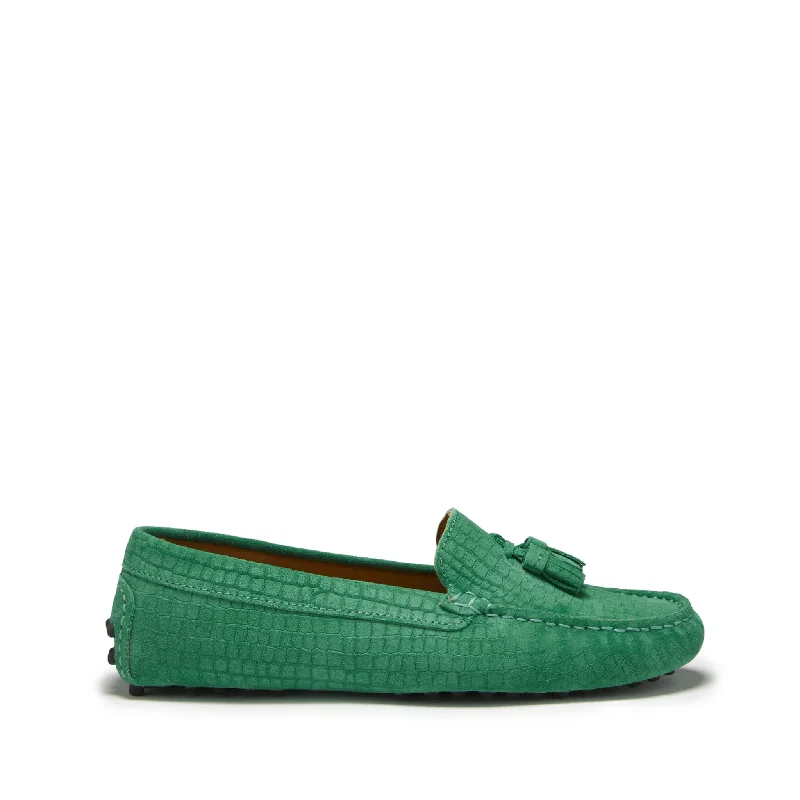 Women's Cashmere - Lined Loafers in Burgundy for Warmth in WinterWomen's Tasselled Driving Loafers, emerald embossed suede Women's Cashmere - Lined Loafers in Burgundy for Warmth in WinterWomen's Tasselled Driving Loafers, emerald embossed suede