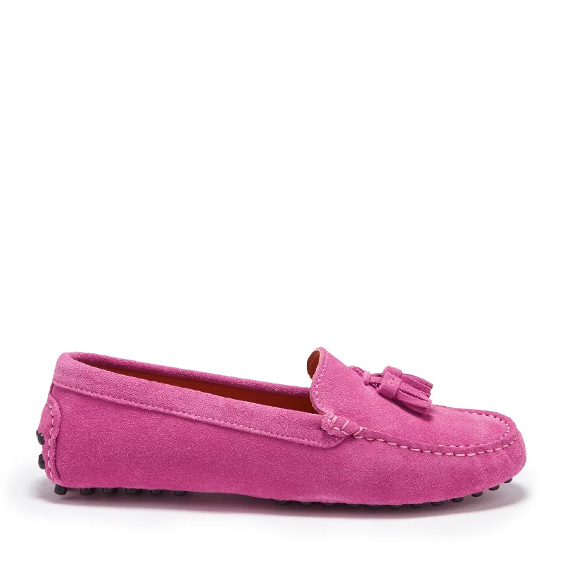 Slip - Resistant Women's Rubber - Sole Loafers in Navy for Wet ConditionsWomen's Tasselled Driving Loafers, pink suede