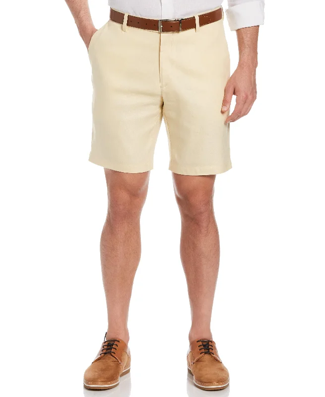 Linen-Blend Stretch Flat-Front Shorts