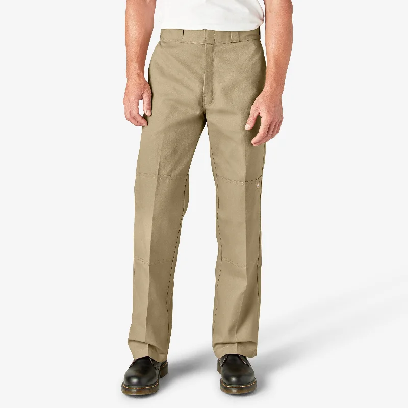 Loose Fit Double Knee Work Pants, Khaki