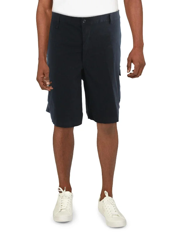 Mens Solid Cotton Cargo Shorts