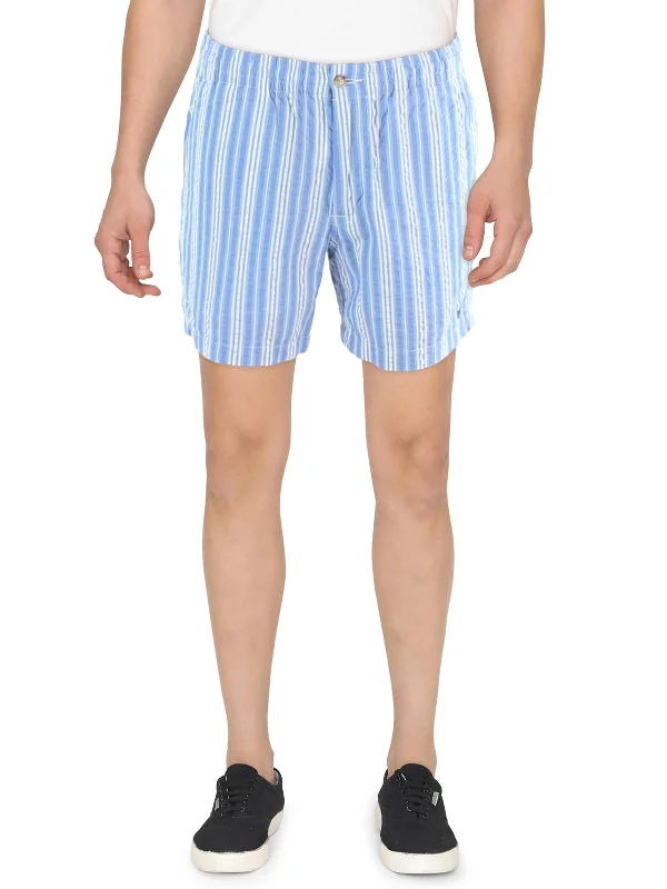 Mens Striped Cotton Casual Shorts