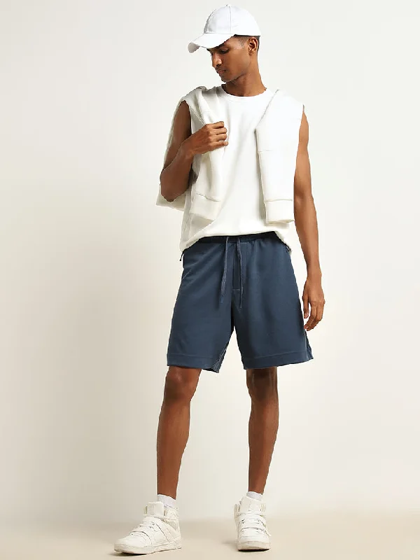 Studiofit Blue Relaxed-Fit Mid-Rise Shorts