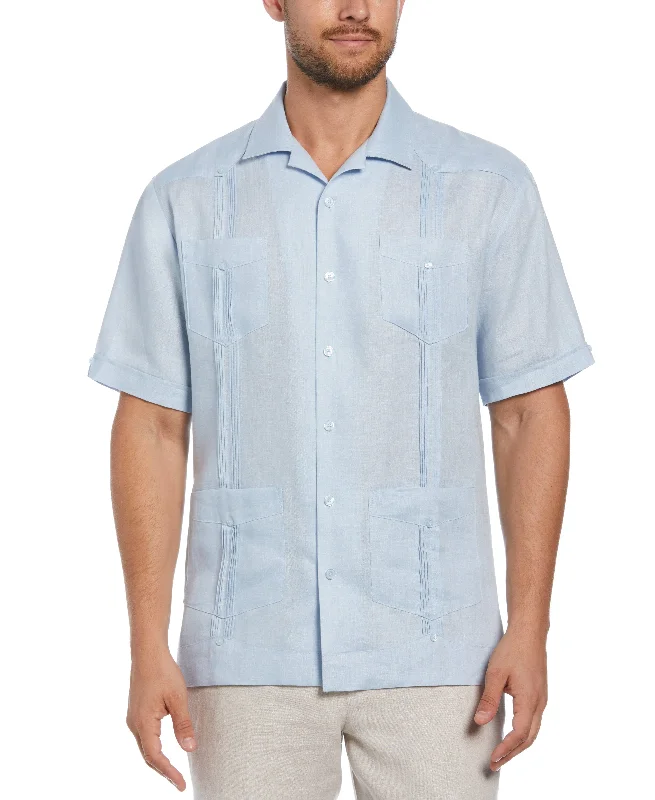 100% Linen Classic Guayabera Shirt - Short Sleeve