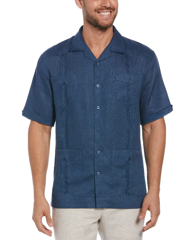 100% Linen Classic Guayabera Shirt - Short Sleeve