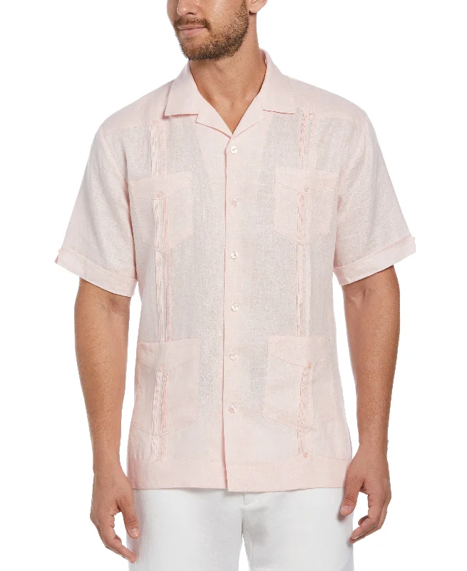 100% Linen Classic Guayabera Shirt - Short Sleeve