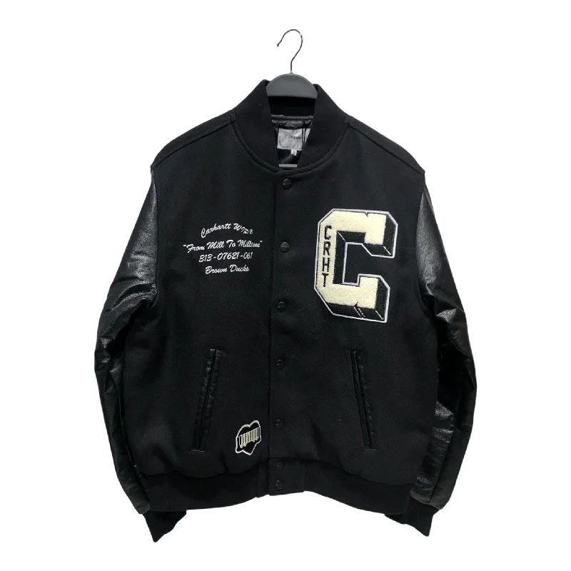 Carhartt/Baseball Jkt/M/Leather/BLK/WIP BROWN DUCKS