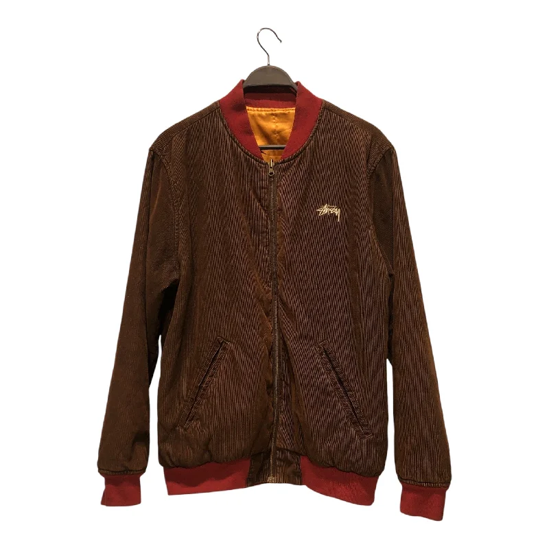 STUSSY/Quilted Jkt/M/L/Cotton/BRW/REVERSIBLE CORDUROY BOMBER