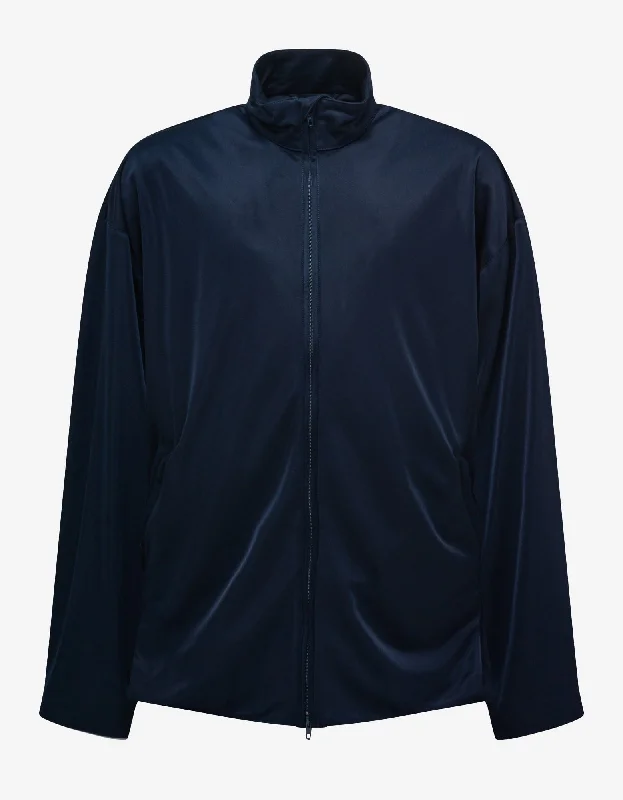 Balenciaga Navy Blue High Sheen Oversized Tracksuit Jacket