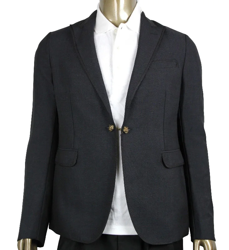 Gucci Men's Formal 1 Button Charcoal Wool / Mohair Evening Jacket