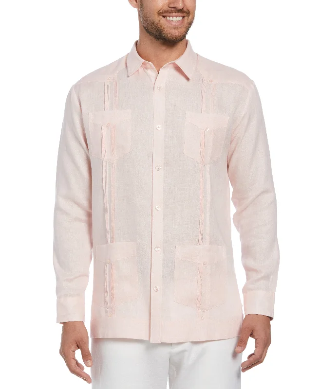 Big & Tall 100% Linen Classic Guayabera Shirt - Long Sleeve