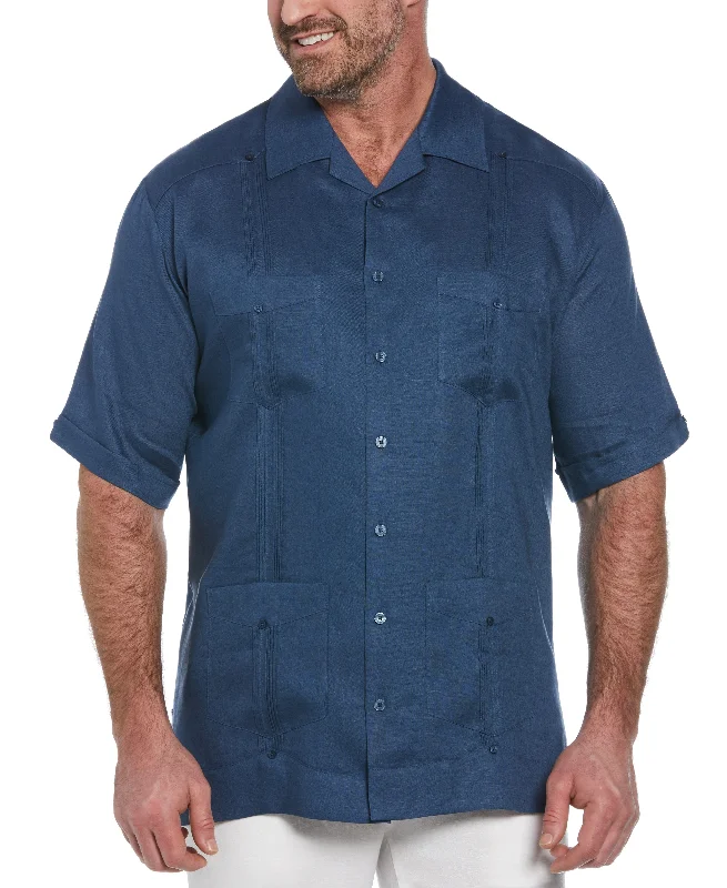 Big & Tall 100% Linen Classic Guayabera Shirt - Short Sleeve