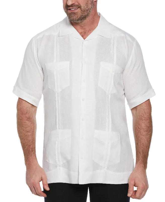 Big & Tall 100% Linen Classic Guayabera Shirt - Short Sleeve