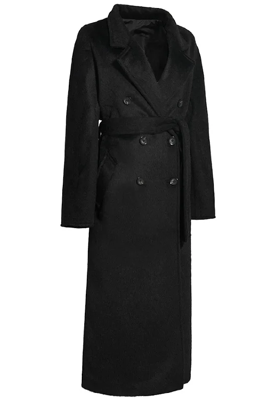 GALA Black Alpaca Wool Cashmere Coat