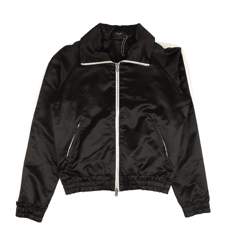 Black Full Zip Satin Track Jacket