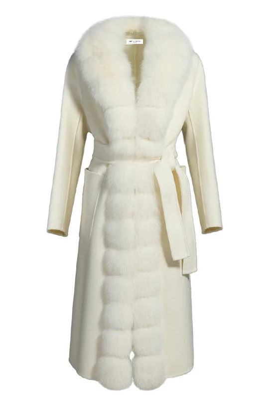 ALIZE Cashmere coat with fur trim