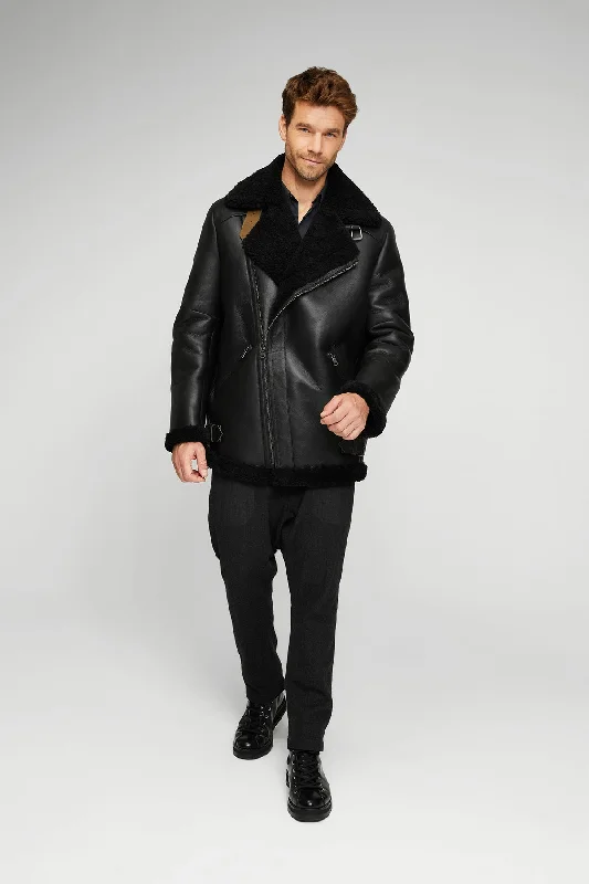 Charlie - Black Shearling Coat