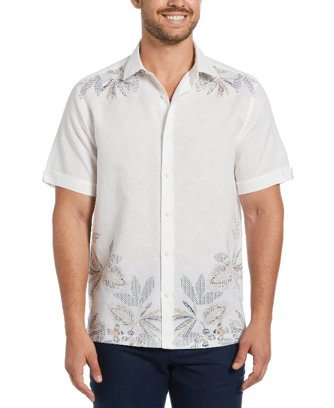 Linen Blend Engineered Floral Print Shirt