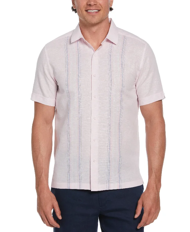 Linen Blend Tri-Color Panel Shirt