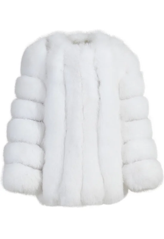 MODENA Plush Vertical Fox Fur Coat