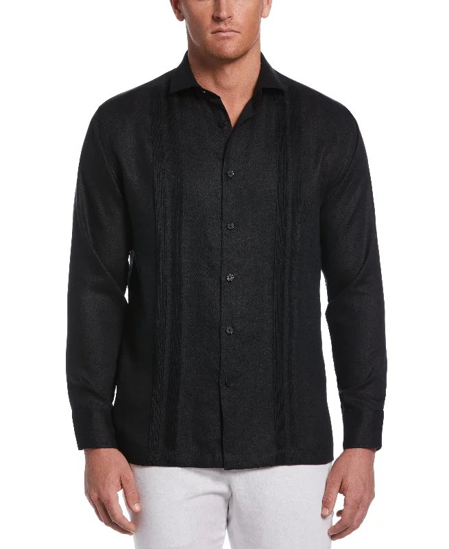 Modern Linen Multi Pintuck Guayabera Shirt