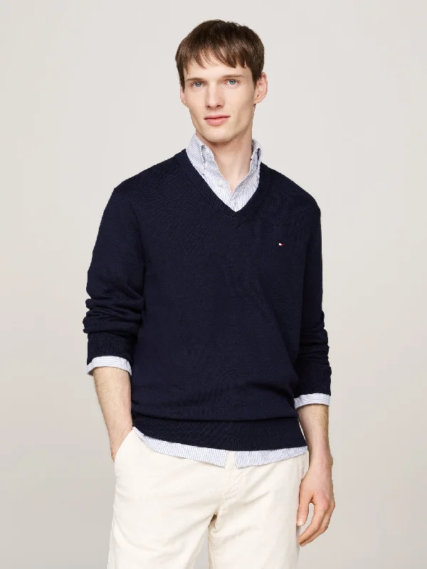 Tommy Hilfiger Cotton Cashmere V Neck Jumper