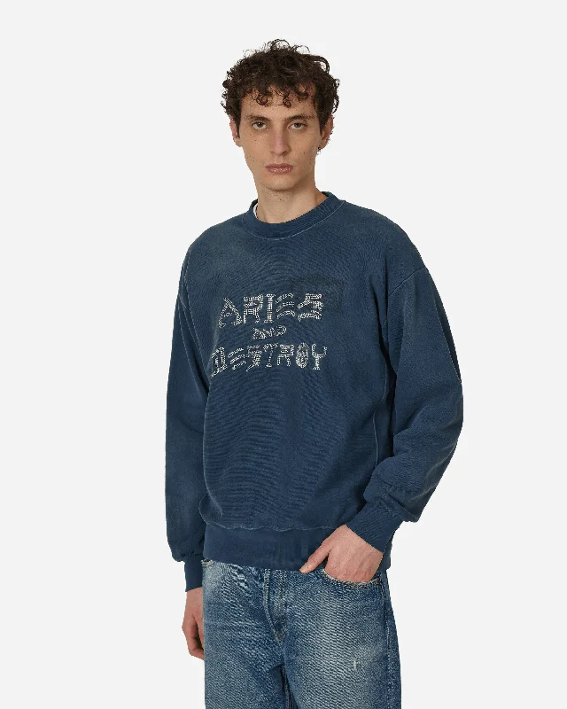 Aged Aries and Destroy Diamante Crewneck Sweatshirt Navy