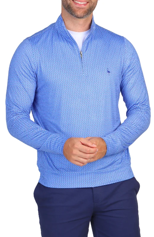 Blue Golf Tee Print Performance Quarter-Zip