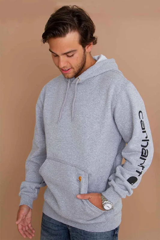 Carhartt Logo Sleeve Graphic Hoodie for Men in Heather Grey | K288-E20