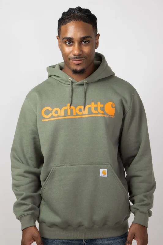 Carhartt Rain Defender Loose Fit Midweight Logo Graphic Sweatshirt for Men in Dusty Olive | 106793-DOV-OLIVE