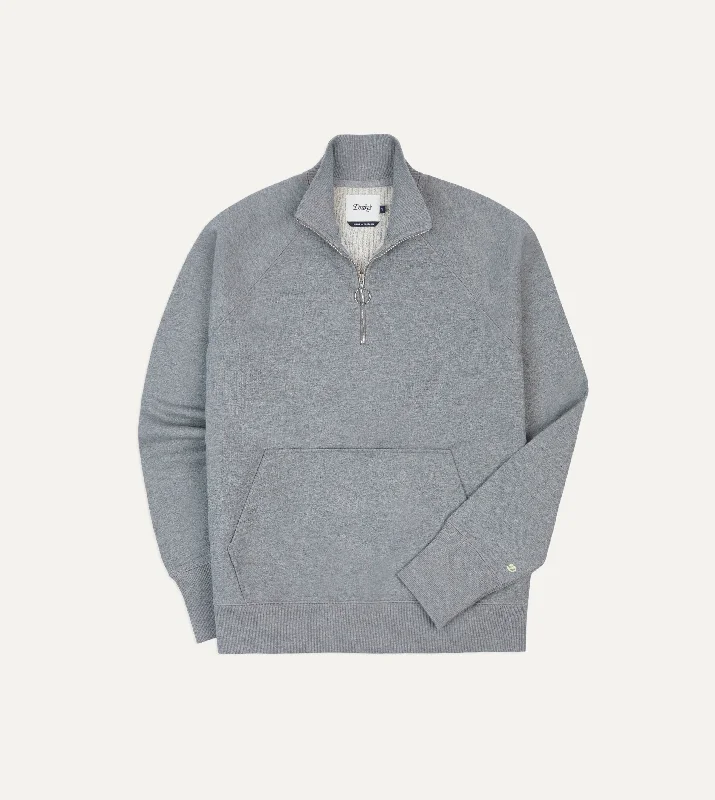 Grey Cotton Quarter Zip Sweatshirt