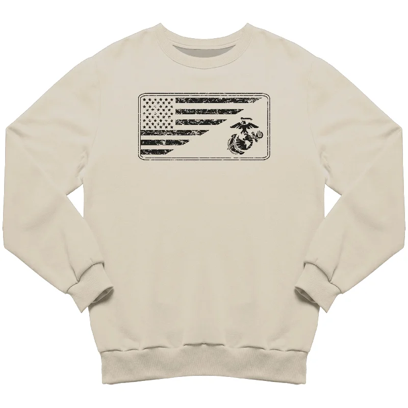 Marines EGA & Split U.S. Flag Sand Sweatshirt