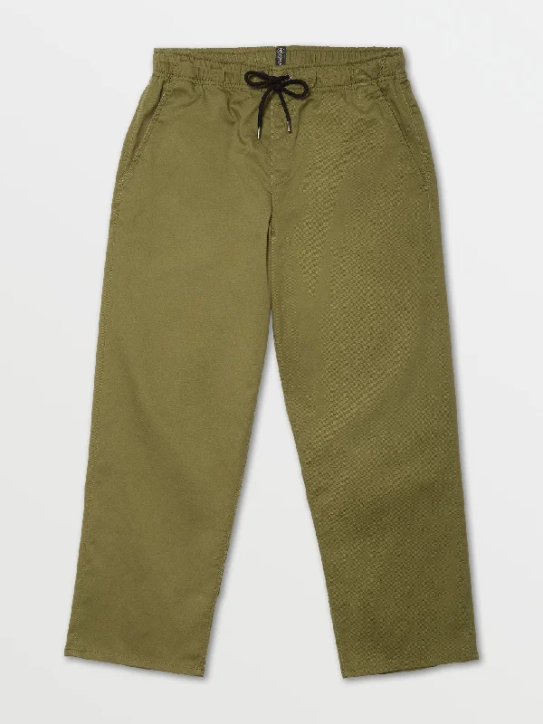 Outer Spaced Solid Elastic Waist Pant - Martini Olive