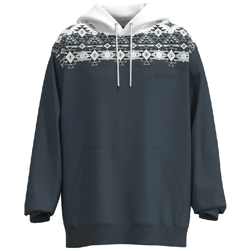 "Ridge" Hoody White/Denim w/Aztec Pattern