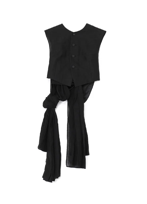 HIGH TWISTED GABARDINE BACKSIDE KNOT DETAIL VEST