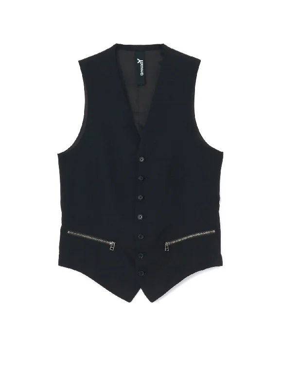 WOOL GABARDINE ZIPPER POCKET VEST